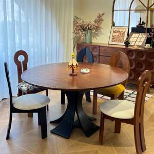 Modern <b>Dining</b> <b>Table</b> <b>Solid</b> <b>Wood</b> Base Rectangular <b>Table</b> Can be Extended into a <b>Round</b> Design for Home and Hotel Use - Product Image 1