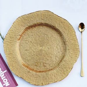 Assiettes <span class=keywords><strong>de</strong></span> service rondes <span class=keywords><strong>en</strong></span> <span class=keywords><strong>verre</strong></span> cristal style europé<span class=keywords><strong>en</strong></span> personnalisées OEM/ODM avec dentelle pour fruits et fêtes - Product Image 1