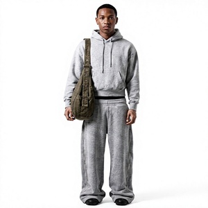 Nuevo Diseño 2026 Pantalones Deportivos Holgados Personalizables para Hombre con Cremallera Lateral, Conjunto Deportivo de 2 Piezas con Forro Polar - Product Image 2