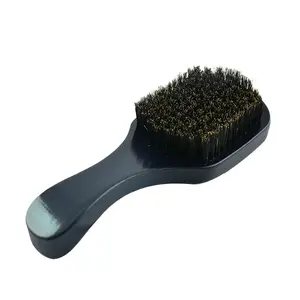 Cepillo portátil y práctico con Logo láser cerdas negras, para Barba, cerdas suaves, curvado, 360 ondas, con logotipo