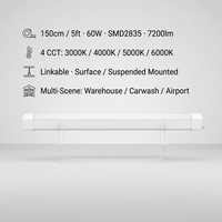Lumière LED étanche Tri-Proof 150 cm 5 pieds 60 W IP67 IK10 Haute luminosité 50000H Étanche à la poussière Montage en surface Éclairage commercial pour garage
