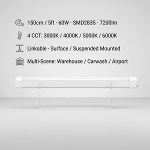 Lámpara LED Tri-Proof Impermeable de 150 cm (5 pies), 60 W, IP67, IK10, Alto Lumen, 50000 H, Resistente al Polvo, Montaje en Superficie, Iluminación Comercial para Garajes - Product Image 5