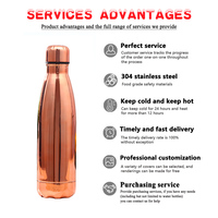 Bouteille isotherme en acier inoxydable plaqué cuivre, forme cola, 500 ml/750 ml, pour la gym et le fitness, écologique, rétention thermique 6-12 heures