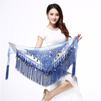 Foulard de danse orientale, Chaîne de taille, Foulard triangulaire à paillettes et pompons, Bandeau de taille, Ceinture de taille, Corset de taille, Foulard de danse latine