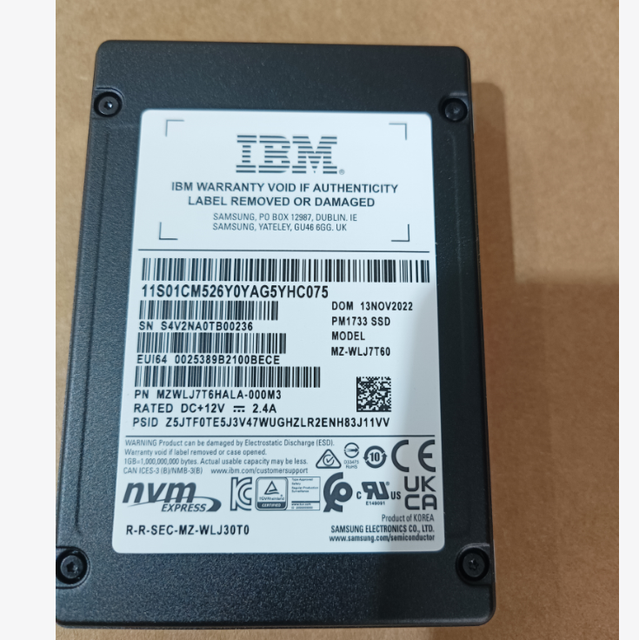 Original for Samsung PM1733 7.68TB U.2 NVMe Enterprise SSD MZVLJ7T6HALA-0007C MZWLJ7T6HALA-00AD3 MZWLJ7T6HALA-000M3