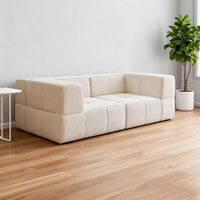 Canapé modulaire sectionnel moderne en crème, canapé nuage compressé et emballé sous vide avec housses en tissu amovibles