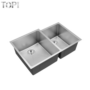 Évier de cuisine double cuve TOPHOME 33 pouces en acier inoxydable T304 de calibre 16, fait main, avec robinet, certifié IAPMO CUPC, garantie 5 ans - Product Image 2