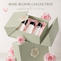 Boîte cadeau rigide de luxe à double porte personnalisée, en papier rigide magnétique, avec revêtement UV, poignée en ruban, emblème floral, cosmétiques, bijoux, cadeau de fête