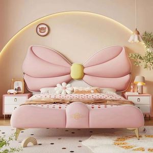 Royal Themed Wood Children's Daybed Cotton Upholstered Headboard Comfortable <b>Space</b> <b>Saving</b> Design Small Bedroom Girls Gift Modern - Product Image 3