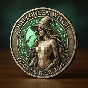 Moneda Chapada Personalizada con Diseño Libre para Regalo de Halloween, Bruja Sexy - Product Image 5