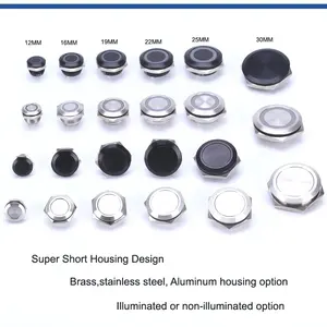 16mm 3V 5V 12V 24V 220V LEDโลหะชั่วขณะอัตโนมัติกันน้ำPUSHปุ่มสวิทช์