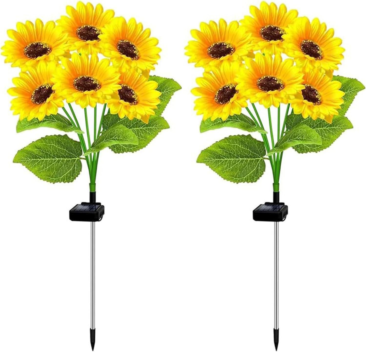 Solar 6 Sunflower Lights Garden Light Flowers Outdoor Waterproof for Back Yard Flower Bed Patio Porch Spring Decoration