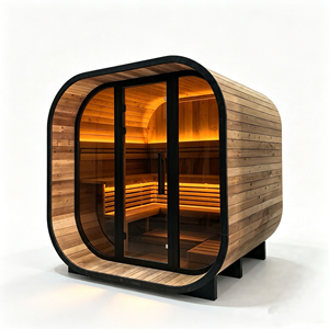 Cabine de sauna traditionnelle en épicéa carbonisé de luxe, grande capacité, chauffage TOULE et éclairage LED intérieur, stock local US - Product Image 4