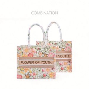 Sac en toile grande capacité pour femme, style coréen, mignon, avec fermeture éclair verticale, sac écologique personnalisé - Product Image 5