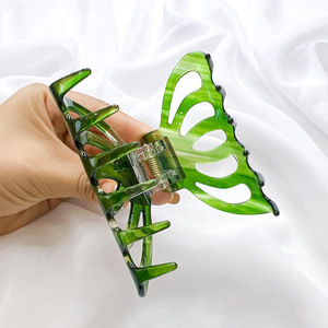 Pinza para el cabello de ácido acético verde esmeralda para mujer, uso diario, estilo verano 2024 - Product Image 3
