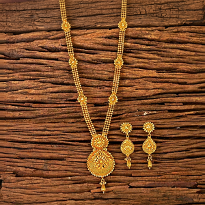 Antique Long Women's Necklace <b>Set</b> with Gold Plated Alloy Wedding Engagement Party Gift Jewelry 17605GOLD - Product Image 1