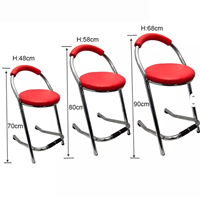 Chaise de bar commerciale pliable en acier inoxydable et cuir PU, tabouret haut avec dossier incurvé pour salles d'arcade et centres de jeux