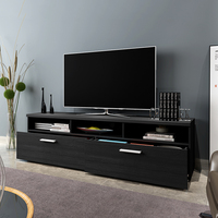 Meuble TV console en bois noir de luxe sur mesure, style européen moderne, avec tiroirs, pour salon, rangement