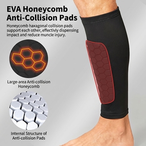Manchon de compression respirant à séchage rapide pour mollets, avec protection de tibia en EVA alvéolé, pour football, basketball, <span class=keywords><strong>volleyball</strong></span> - Product Image 4