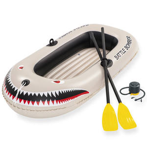 1 Adult and 1 Child 61108 Inflatable Rubber Canoe Kayak Battle Bomber <strong>Raft</strong> with Oars <strong>Paddle</strong> - Product Image 1