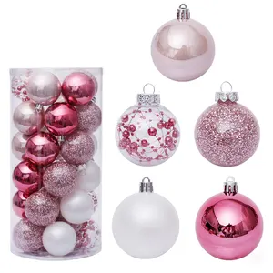 नई डिजाइन 6 cm चमकदार सुंदर गहने गुलाबी स्पष्ट क्रिसमस पेड़ सजावट क्रिसमस गेंद
