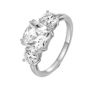 Bague de fiançailles de luxe en argent sterling S925 avec trois pierres ovales en moissanite, tendance, élégante, pour femme - Product Image 2