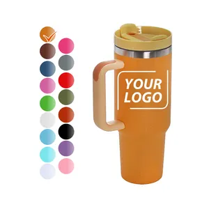 Ailingalaxy 40 oz adventure quencher tumbler with handle sublimation and straw sunflower leopard