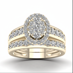 10K Yellow <b>Gold</b> 1.00TCW Real Round Diamond Studded Wedding <b>Ring</b> <b>Set</b> - Product Image 2