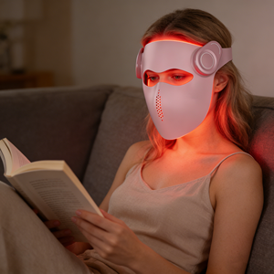 Masque facial LED 3D rechargeable avec logo personnalisé, 3 couleurs, silicone, 460 nm, 850 nm, luminothérapie LED, masque facial LED avec commande vocale - Product Image 3