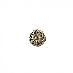 Bouton de tiroir traditionnel en laiton, design floral rond, pour quincaillerie d'armoires de cuisine - Product Image 6