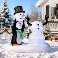 Ensemble de pingouins et de bonhommes de neige lumineux à LED, imperméables et résistants au vent, décoration de jardin extérieure, décoration gonflable de Noël
