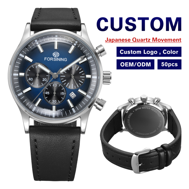Forsining Design Three-eye Chronograph Date Display Sports Luminous Fashionable Charm Luxury Men's Japan Movement Quartz Watch