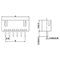 Conector de pines de latón XH2.54, 6P, paso de 2.54 mm, vertical recto, 6A 250V, conector de terminal para PCB