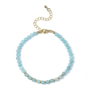 Cliobeads 4mm Amazonite Moonstone Round Small Beads <strong>Bracelet</strong> Brass Clasp <strong>Gem</strong> <strong>Stone</strong> Bead <strong>Bracelet</strong> - Product Image 1