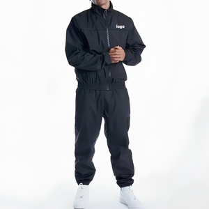 Black Lightweight <b>Summer</b> Adults Tracksuit Set Full Zip Stand Collar <b>Jacket</b> and Pants Breathable Windproof Casual Sportswear - Product Image 3