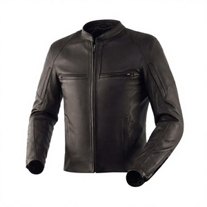 Veste de moto en cuir noir pour homme, manches longues, coupe-vent, toutes saisons - Product Image 3