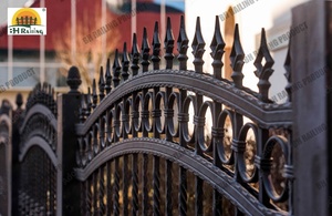 High Quality Outdoor Wrought Iron Fence And <strong>Gate</strong> Ornamental Steel Fence Popular Design Custom Aluminum Fence And <strong>Gate</strong> - Product Image 4