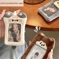 Gantungan Kunci Kartu Foto Kpop Kawaii 3 inci, Boneka Mini Kartun Lucu, Penguin Beruang Kelinci, Tempat Kartu