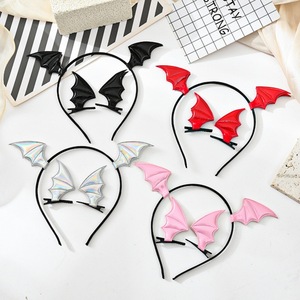 Ensemble de pinces à cheveux et bandeaux chauve-souris Halloween en similicuir, <span class=keywords><strong>accessoire</strong></span> de cosplay petit diable pour fête - Product Image 1