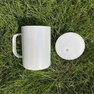 Vente en gros de tasses en verre holographiques scintillantes de 17 oz sans BPA, avec couvercle en plastique, pour impression par transfert thermique par sublimation - Product Image 2
