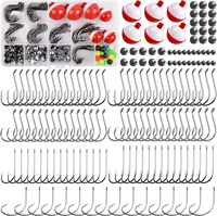 Kit de pêche 186 pièces avec boîte à accessoires, hameçons, flotteurs, plombs et porte-appâts Octopus pour la truite, le poisson-chat, le panfish, le bar, pour débutants