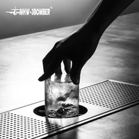 MHW-3BOMBER Rinse-gobelets encastré SUS304 59,5 cm en acier inoxydable avec plateau d'égouttage pour cafés et bars à café