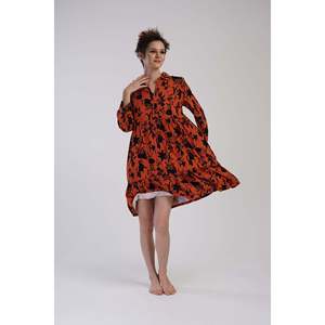 Vienetta KADIN BELMANDO GOMLEK YAKA DOUBLE 7/8 KOL BELI BUZGULU FIRFIRLI TUNIK-NARANJA - Product Image 1