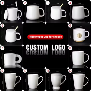 Bán hàng nóng đồng bằng Trắng trống cốc cà phê biểu tượng tùy chỉnh 11oz trắng gốm cốc cà phê cho uống cà phê - Product Image 1