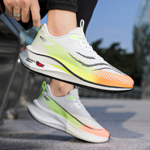 Chaussures de course pour hommes, respirantes, à semelle en carbone, en maille tissée, antidérapantes, légères, à lacets, souples, pour la marche et le fitness - Product Image 5