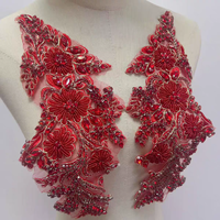 Applique de mariée en strass de verre, perles et paillettes dorées, à coudre, motifs en pierres, patchs thermocollants, dentelle à paillettes, extensible, 3D, à fixer à chaud