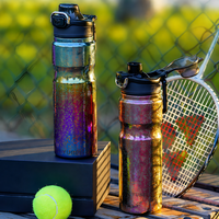 Bouteille d'eau sportive américaine à large ouverture en titane pur avec paille 650 ml pour la randonnée et les activités de plein air – Idée cadeau