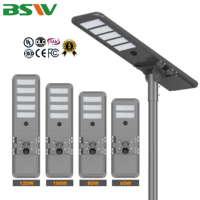 Lampadaire solaire monocrystallin tout-en-un personnalisé en usine, 100W-300W, pour routes urbaines et autoroutes publiques