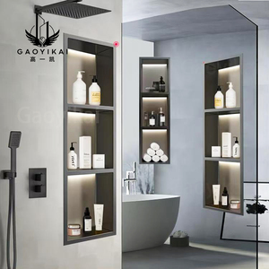 <span class=keywords><strong>Niche</strong></span> de <span class=keywords><strong>douche</strong></span> personnalisée en acier inoxydable 304, noire, encastrée, étagère murale pour salle de bain - Product Image 3