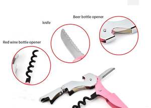 Sacacorchos de Acero Inoxidable con Forma de Caballito de Mar, Abridor de Botellas de Vino Manual Plano, Mango de Cuerno Negro, Regalo Promocional Ecológico - Product Image 3